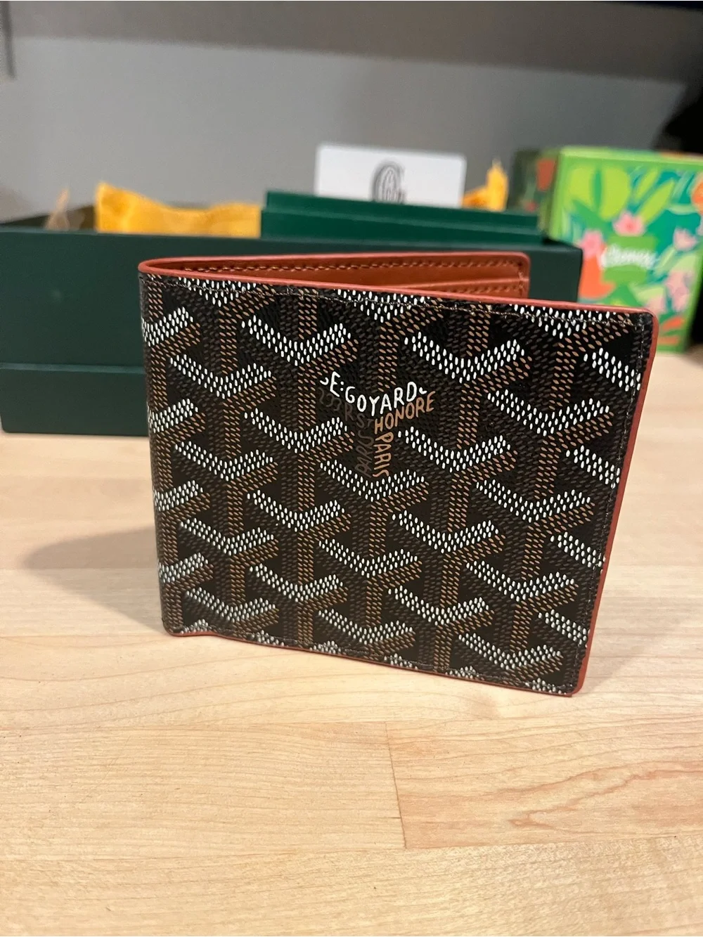 Goyard Black and Brown Goyardine Money Clip Wallet
